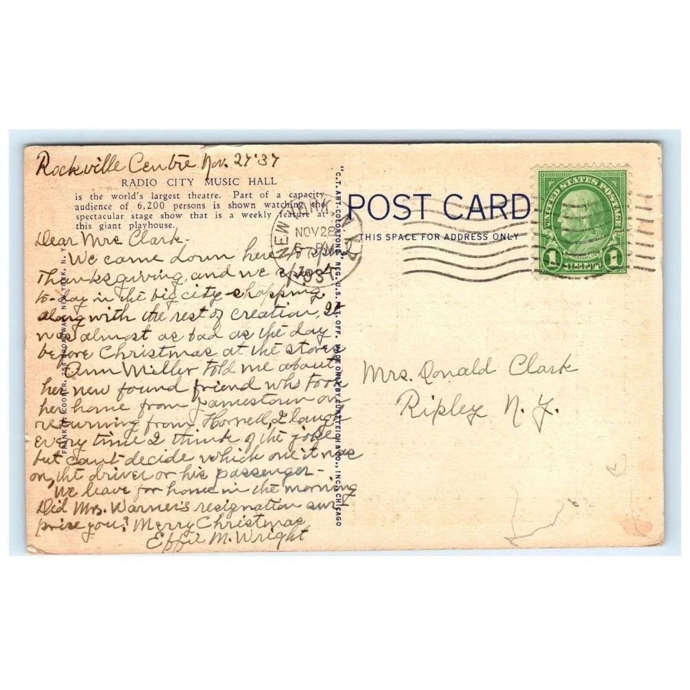 Vintage Postcard Radio City Music Hall Interior Rockefeller New York City NY NYC